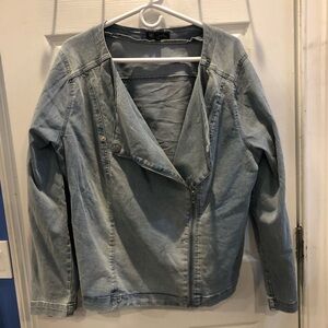 Women's Light Blue Denim Jacket DG2 Moto Style XL